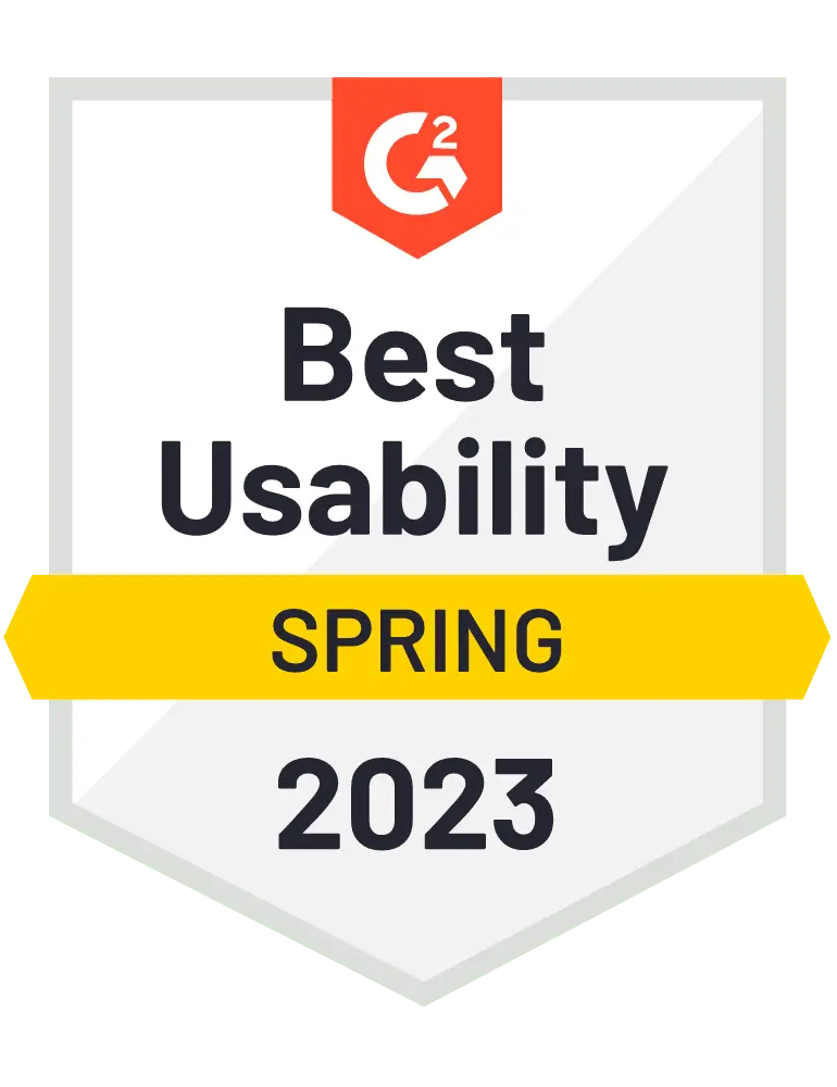 G2 accolade given to Vyond for Usability Animation, Best Usability, Spring 2023