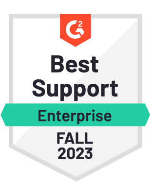 Vyond G2 award for Best Support, Enterprise, Fall 2023