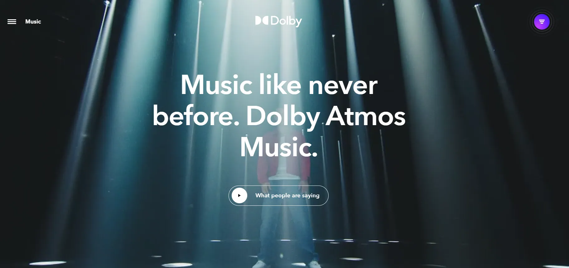 다음 이미지는 Dolby Atmos 비디오 랜딩 페이지의 스크린샷을 보여줍니다.
