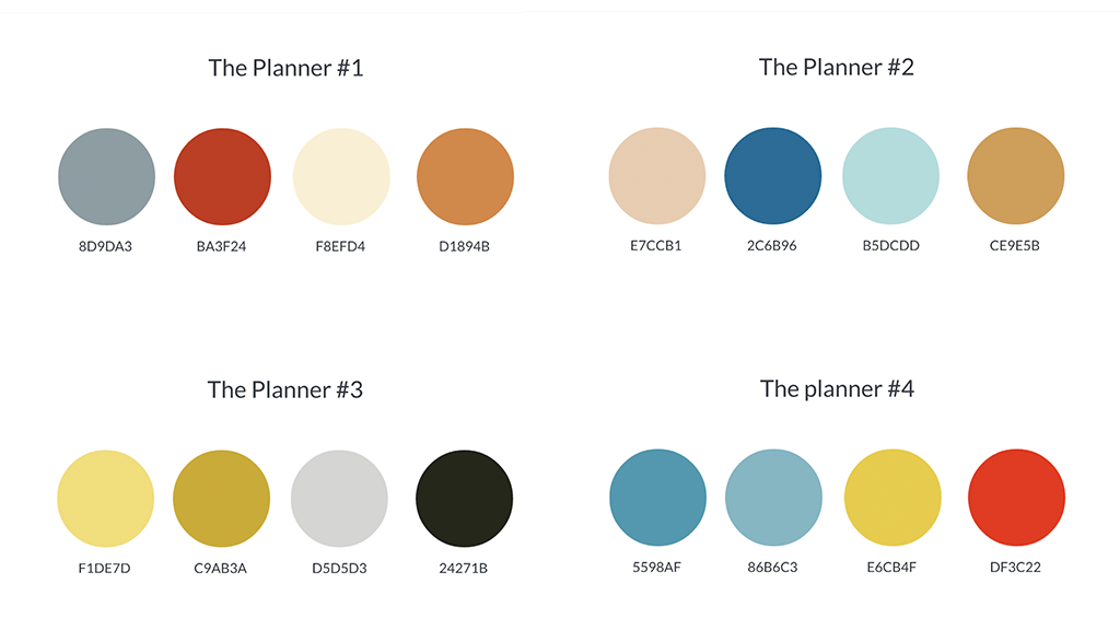 Example of planner color palettes