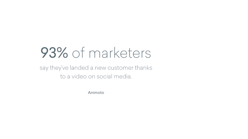 Animated GIF reads "93% of marketers say they’ve landed a new customer thanks to a video on social media"
