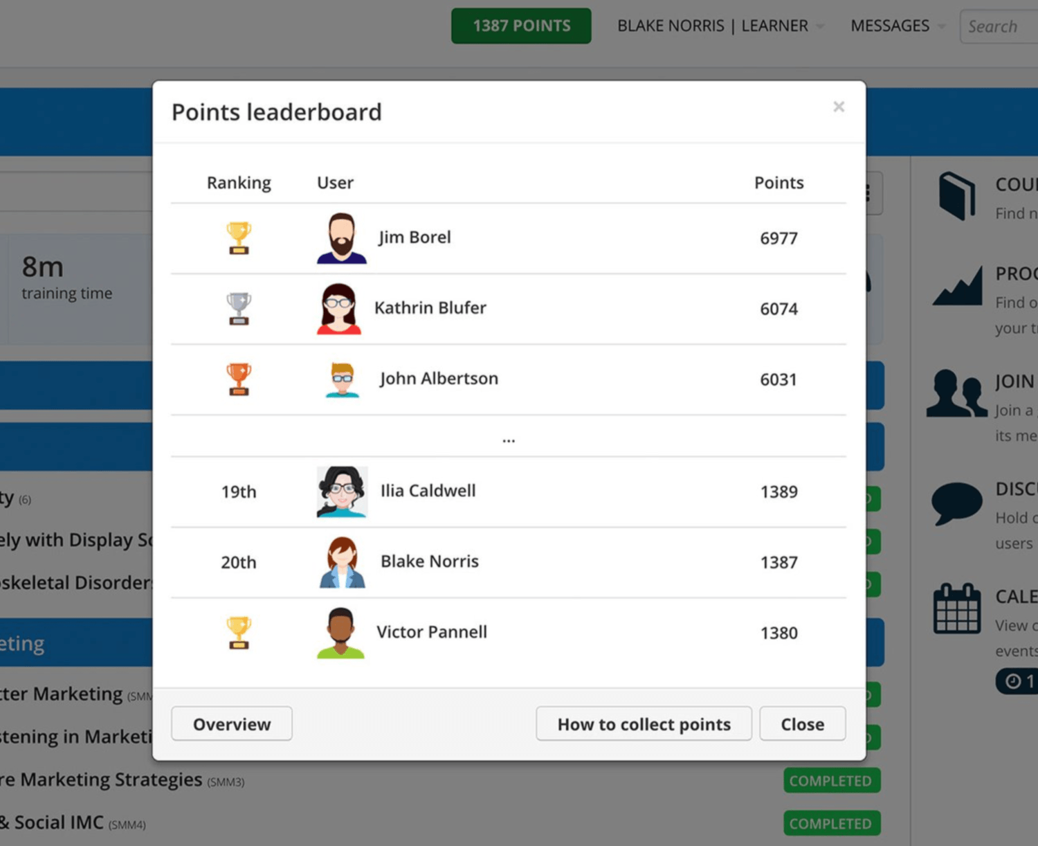 An example of gamification in TalentLMS