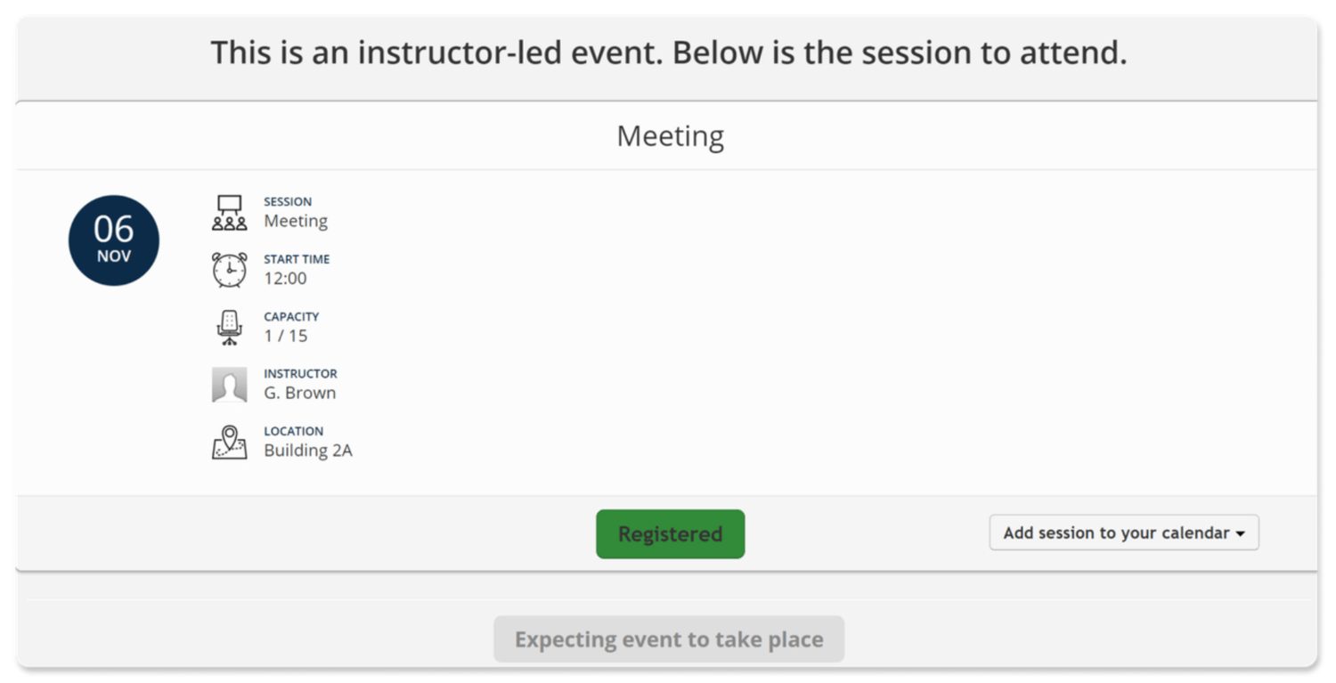 Example image of a meeting invite in TalentLMS