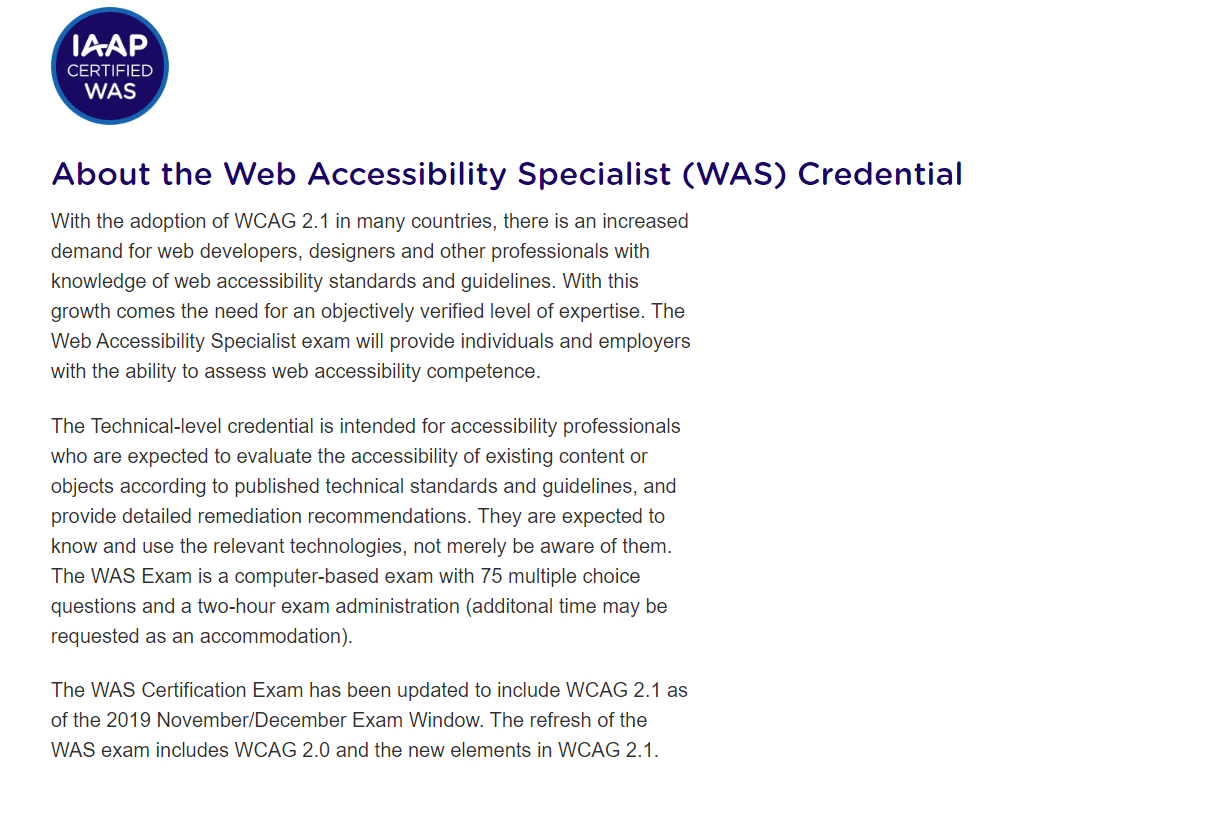 image showcasing the goal of the Web Serviceability Specialist Certification (WAS)
