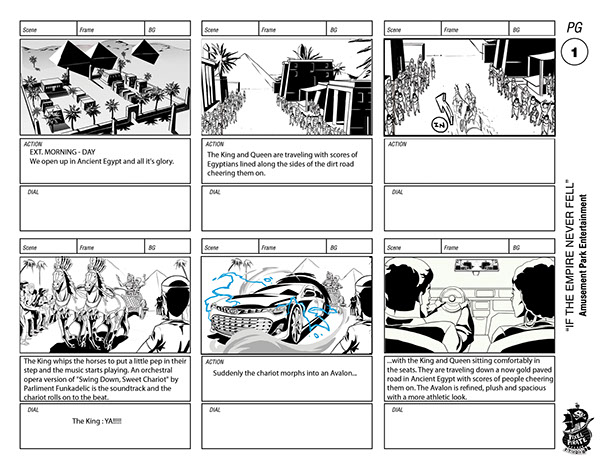 image of a storyboard for Toyota's Avalon Campaign, part of our guide for Marketers to bring in leads with video
