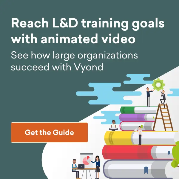 Image banner for a free ebook about animated video training at scale