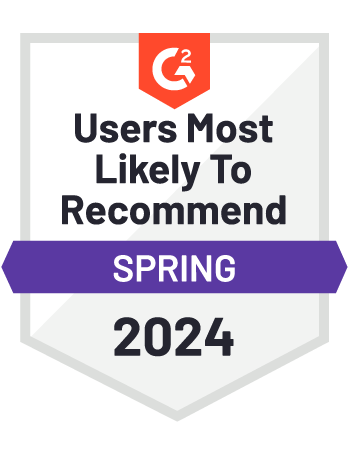 Vyond G2 award for Most Likely to Recommend 2024