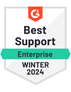 Vyond G2 award for Best Support, Enterprise, Winter 2024
